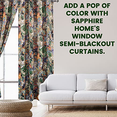 Sapphire Home Premium Room Darkening Curtains - Blackout Drapes For Bedroom And Living Room - Stylish Window Coverings With Easy Care Fabric (Sage/Multicolor, 63") #TOP3