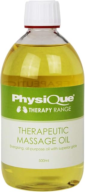 Physique Therapeutic Massage Oil 500ml - Sweet Almond with Essential Oils For Sports Massage and Spa Treatment - Lavender, Peppermint and Rosemary Essential Oils