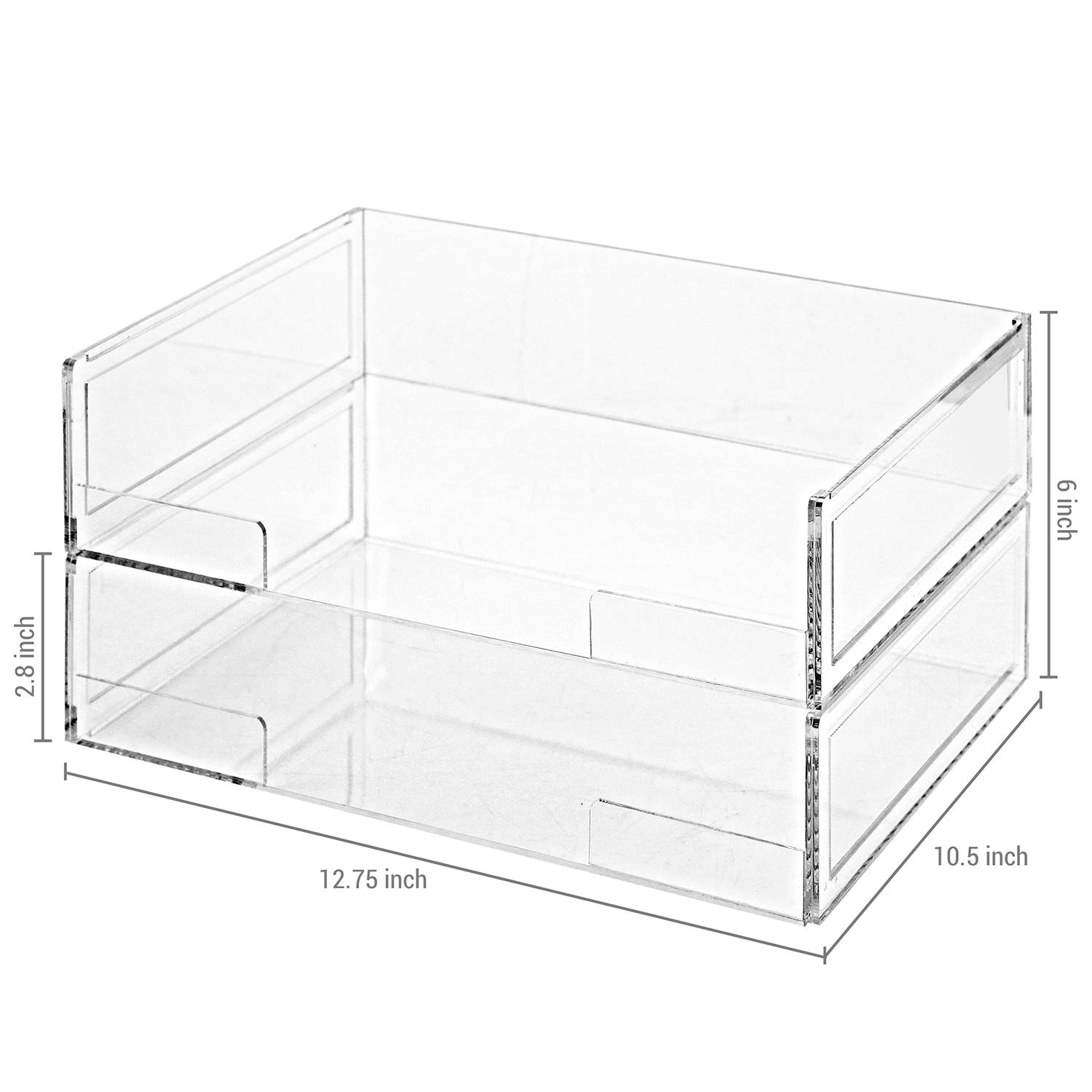MyGift Clear Acrylic Document Desk Organizer Tray, Stackable Desktop
