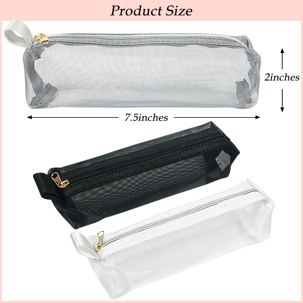 JOINDO Mesh Makeup Brush Bag, 3Pcs Mesh Cosmetic Bag, Portable Travel Cosmetic Pouches for Makeup Brushes, Small Items, and Purse Organization?Pencil Pouch