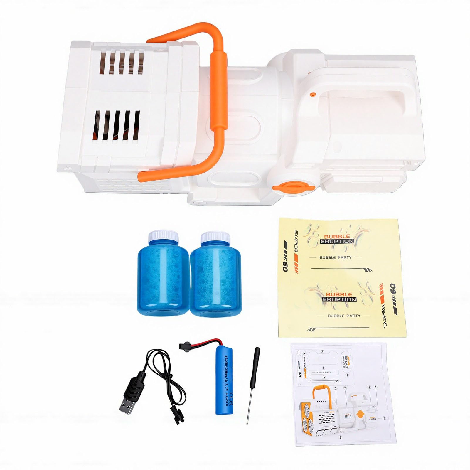 Tragbarer Seifenblasenmacher für |60-Loch-Automatik-Blasengebläse mit Wiederaufladbarem Akku, Outdoor-Gartenparty-Spielzeug