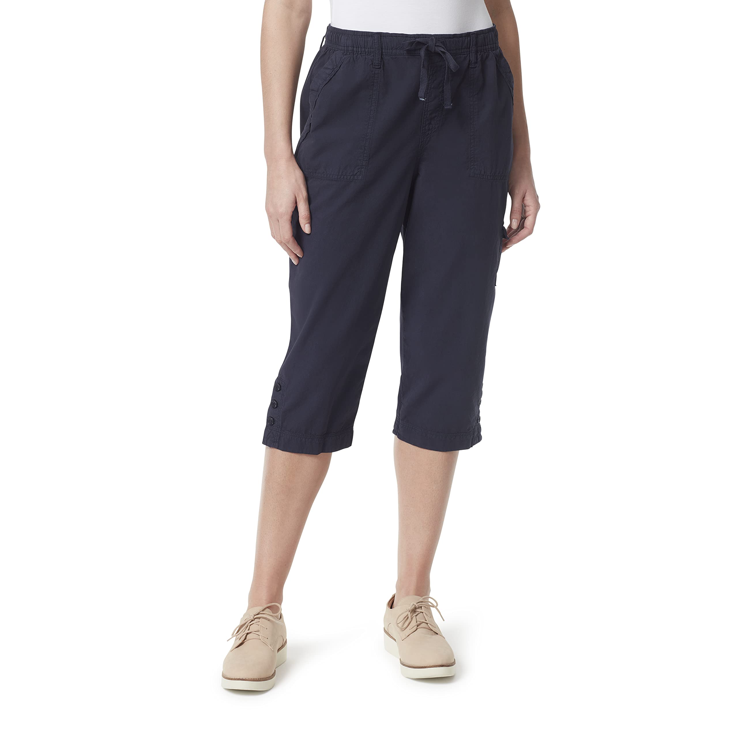 Gloria Vanderbilt Womens Ilona Pull on Button Detail Capri Standard