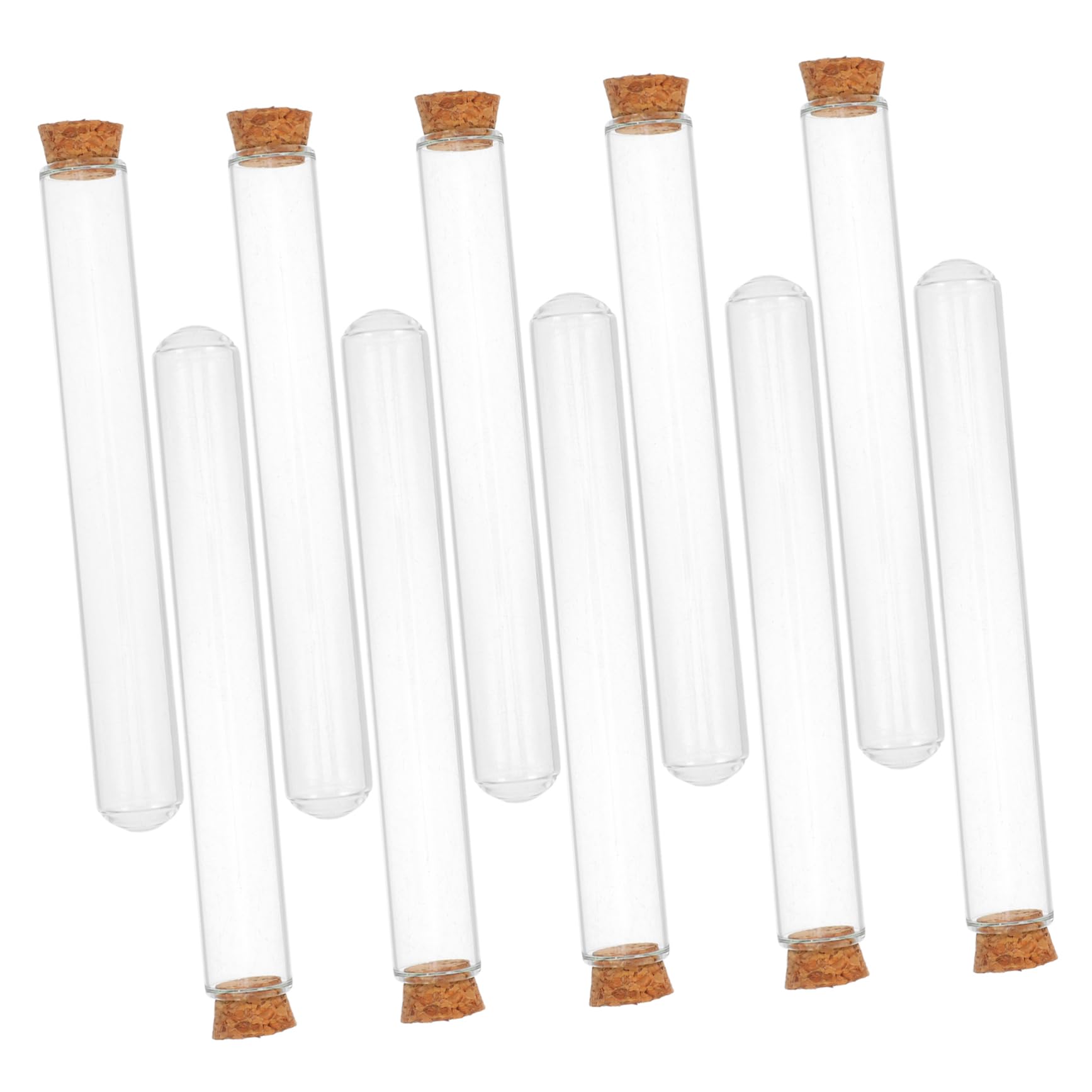 Anneome 20 Tubos de Ensayo de Vidrio con Tapón de Corcho, Fondo Redondo, 20ml, para Plantas, Experimentos y Almacenamiento de Muestras
