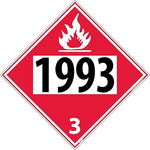 Miniatura 1 de NMC DL40BP DOT Cuatro Dígitos Placard 1993 3 10-34 Ancho x 10-34 Altura Vinilo Sensible a la Presión BlancoNegro en Rojo