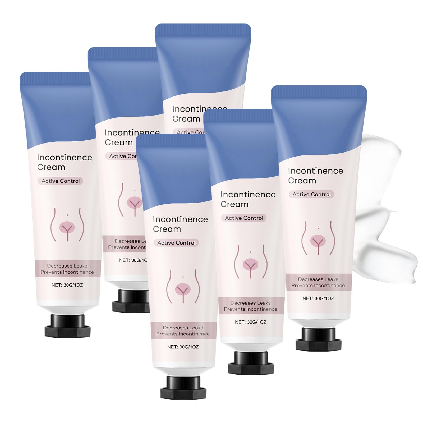Inkontinenzcreme für Frauen, natürliche Formel, hautschützend, lindert Beschwerden, sanfte, beruhigende, leichte, nicht fettende Intimpflege für die tägliche Anwendung, kühlender (6PCS)