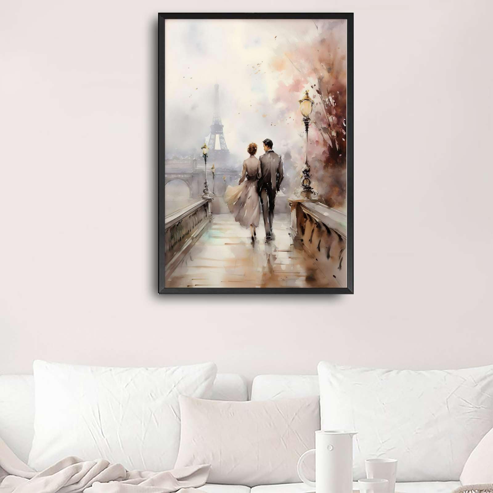 Amazon.co.jp: キャンバスアートポスター パリの恋人たちの絵画