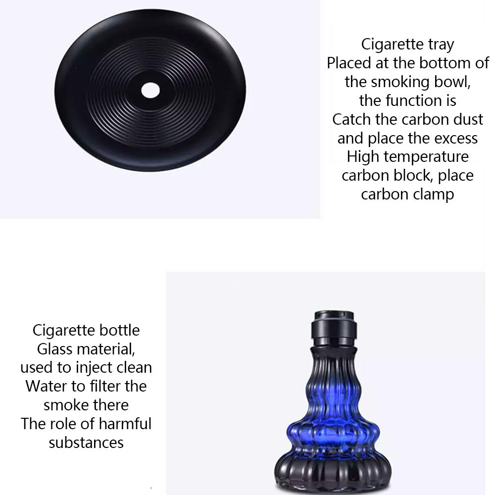 Juego para Fumar Hookah Pipe Shisha con Cuenco Shisha Starter Kit Viene con Clip de Carbón Gratis Y Lámina de Aislamiento Térmico Tubo Individual