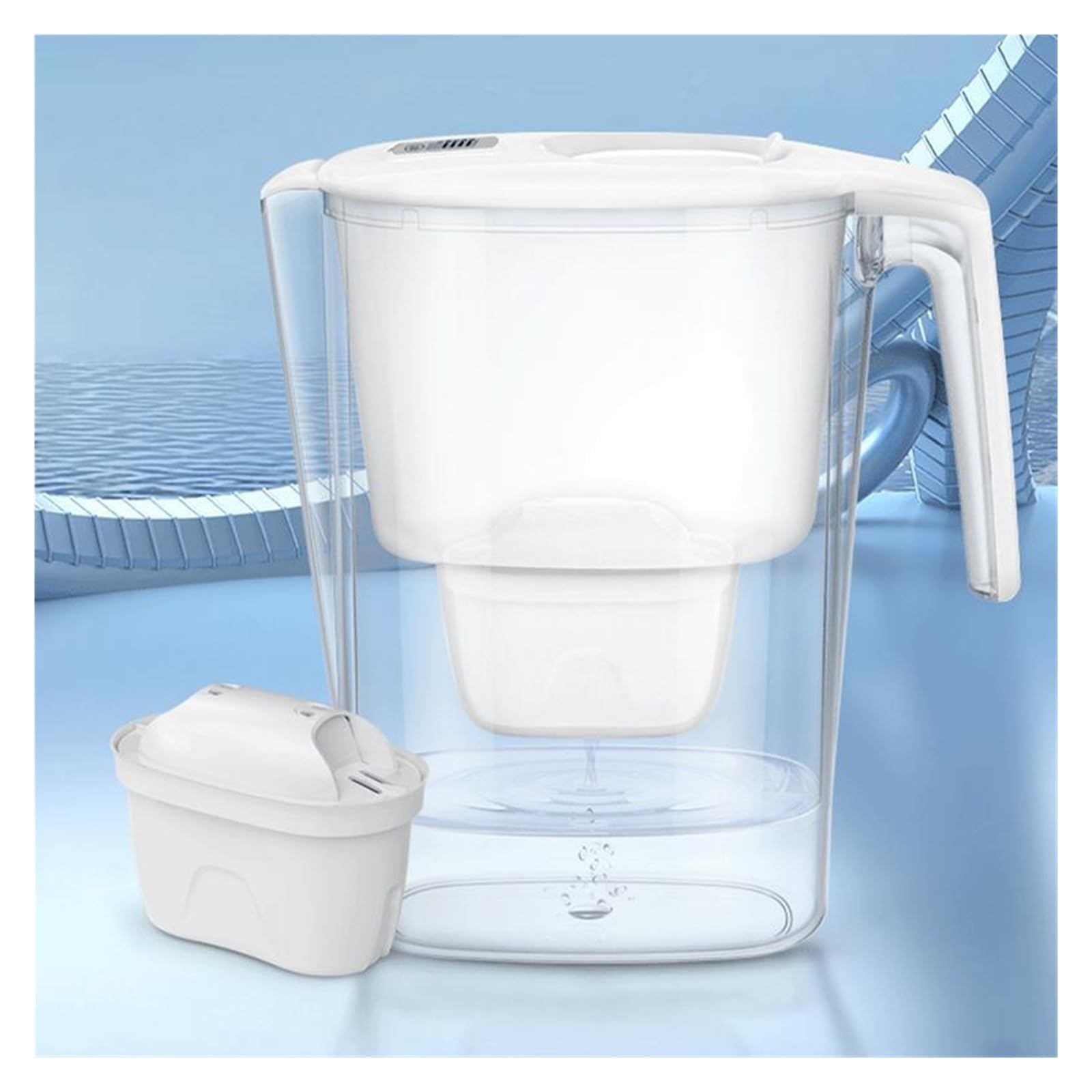 Serbatoio Filtro Acqua Potabile Brocca for Filtro dell'Acqua Dispenser for Filtro for l'acqua Controsoffitto con indicatore di Cambio Filtro Bollitore for Acqua Domestico a riempimento rapido