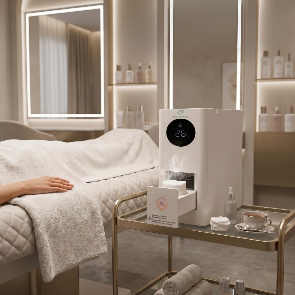 Warmtuchspender, Kabellos, Hygienische Einweghandtücher auf Knopfdruck, Einstellbare Temperatur (0-85°C) & Feuchtigkeit (10-90%), für Zuhause, Hotels, Salons, Reise (Warmtuchspender)