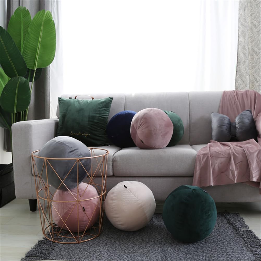 LYFJMUS 2 Pcs 10 inch Velvet Round Ball Pillows Decorative Throw Pillows Soft Plush Throw Pillows Cushion Circle Pillow for Modern Home Decor on Sofa Couch Chair