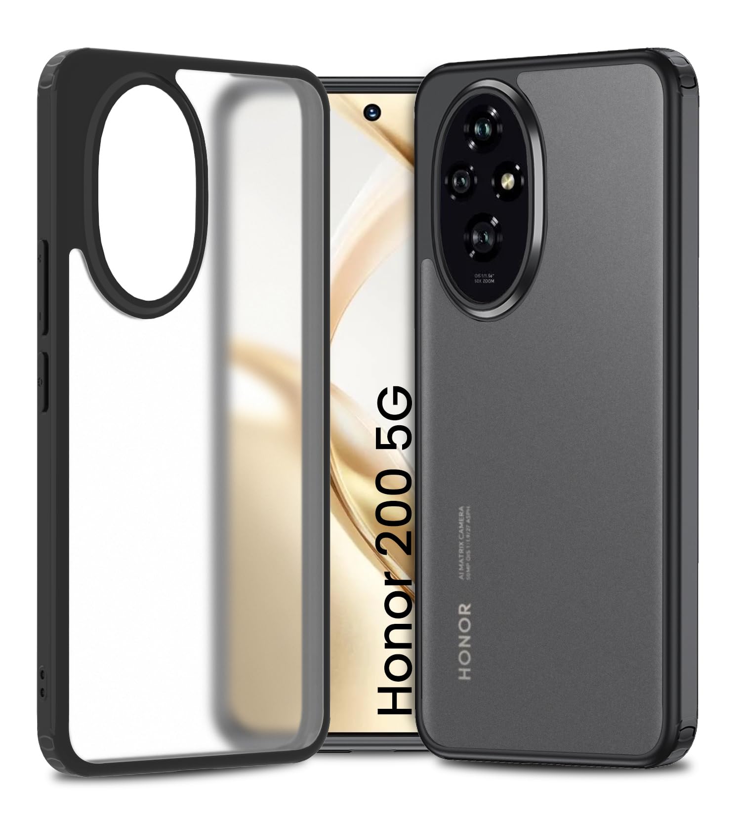 Golden Sand for Honor 200 - Rugged Frosted Semi Transparent PC Shock Proof Slim Back Case for Honor 200 5G, Black (B0DDPQ1CM4) Amazon Price History, Amazon Price Tracker