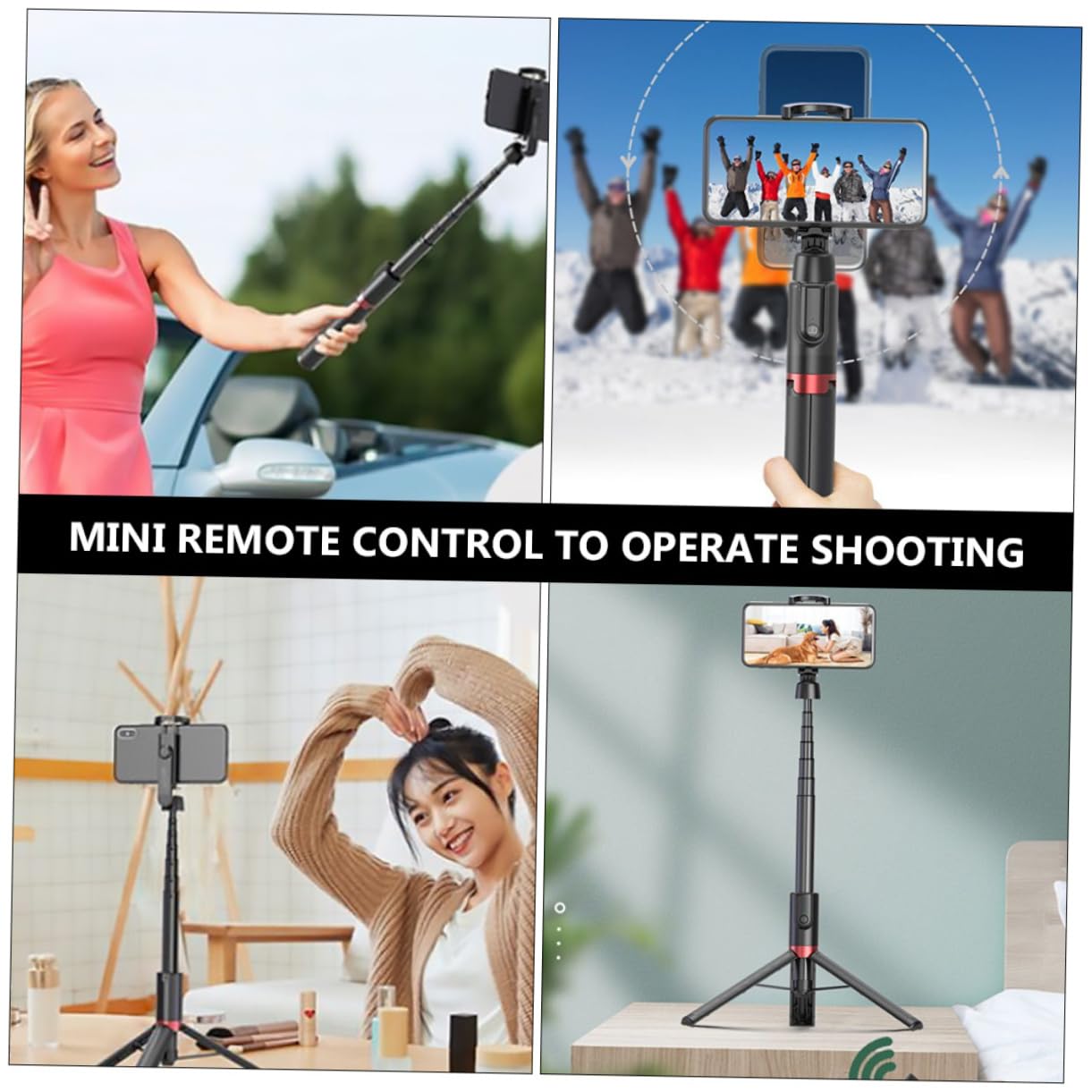 SHINEOFI Treppiede per Selfie e Supporto per Streaming Live Bastone Selfie e Treppiede Clip per Telefono Girevole Gradi Telecomando Staccabile Controllo Distanza Fino
