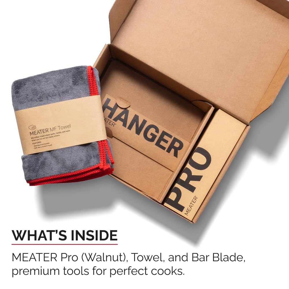 MEATER Pro Wireless Thermometer w/Towel & Bar Blade, Brown Sugar, 1000°F | Bluetooth wireless smart thermometer, long range, 1000°F heat resistance. Includes kitchen towel and bar blade bottle opener.