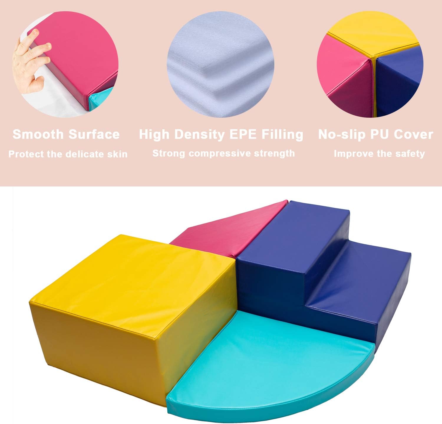 Exclusive Discount 50% Price Go Beyond Softscape Crawl and Climb Foam Play Set, 4 Piece Lightweight Blocks Corner Climber, Nugget Couch for Toddlers, Children’s Composite Toy for Crawling Climbing and Sliding (4PC Colourful)