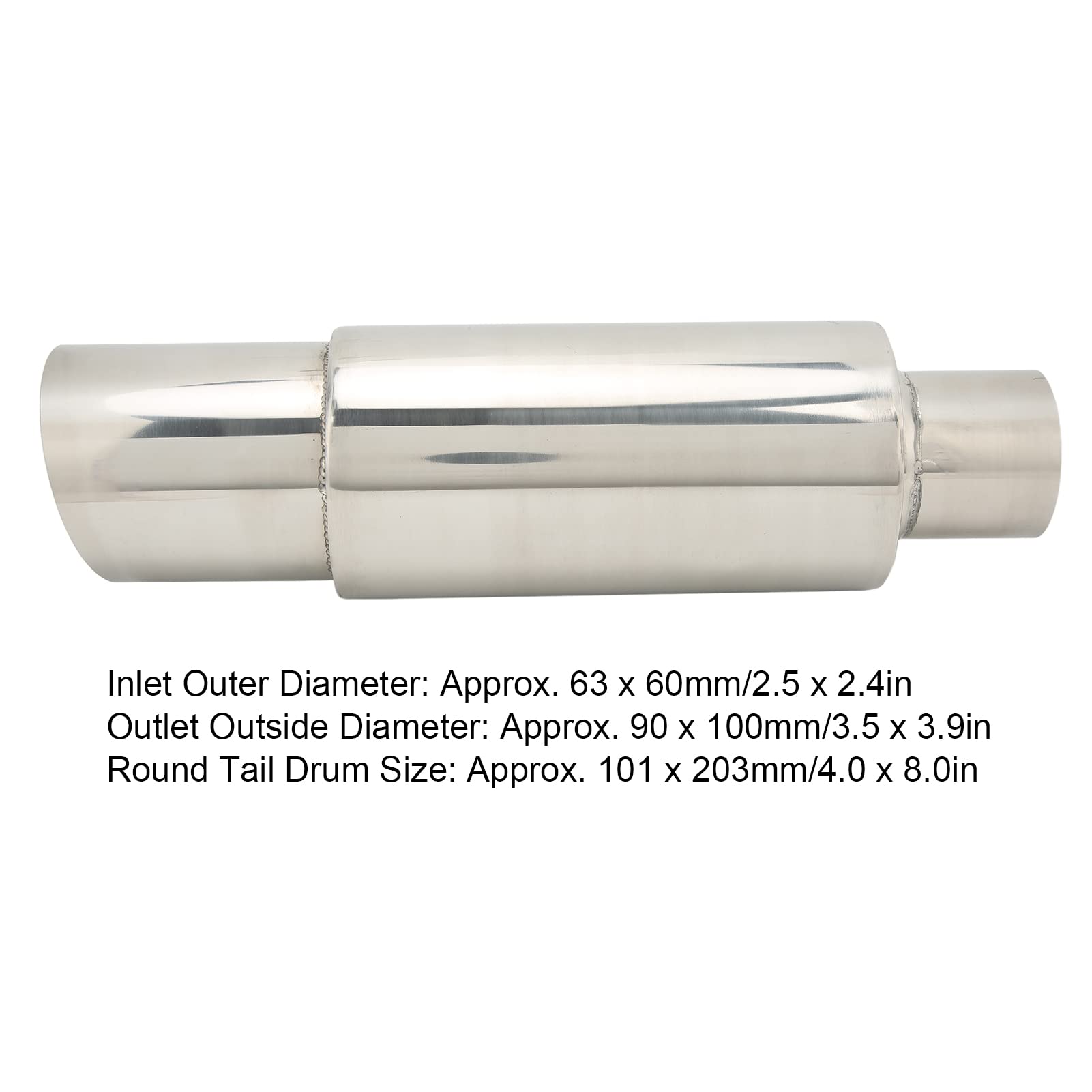 Silenziatore Auto, Universale Acciaio Inossidabile Punta Del Silenziatore Di Scarico, Ingresso 2,5" Uscita 3,5", per Alleviare La Contropressione, Le Vibrazioni
