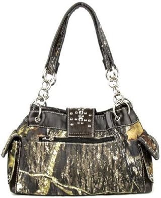 DH JP Camo Bling Rhinestone Buckle Shoulder Bag Purse Zipper Wristlet Wallet Set