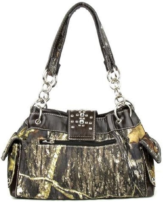 DH JP Camo Bling Rhinestone Buckle Shoulder Bag Purse Zipper Wristlet Wallet Set