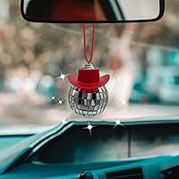 Vista 9 de Bola de discoteca púrpura con sombrero de vaquero para coche, accesorio para espejo retrovisor