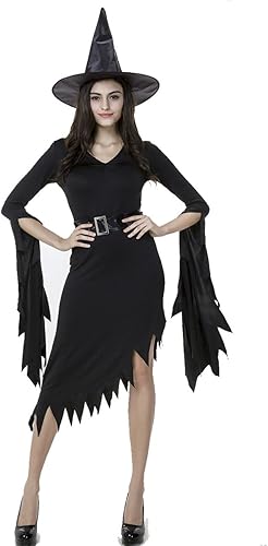 Colorful House Disfraz Halloween clásica bruja color negro con sombrero