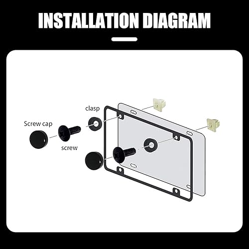 Miniatura 3 de Sinytuto 8 tornillos para placa de automóvil con herramientas de instalación, kit de piezas de fijación de vehículos de metal duradero resistente al