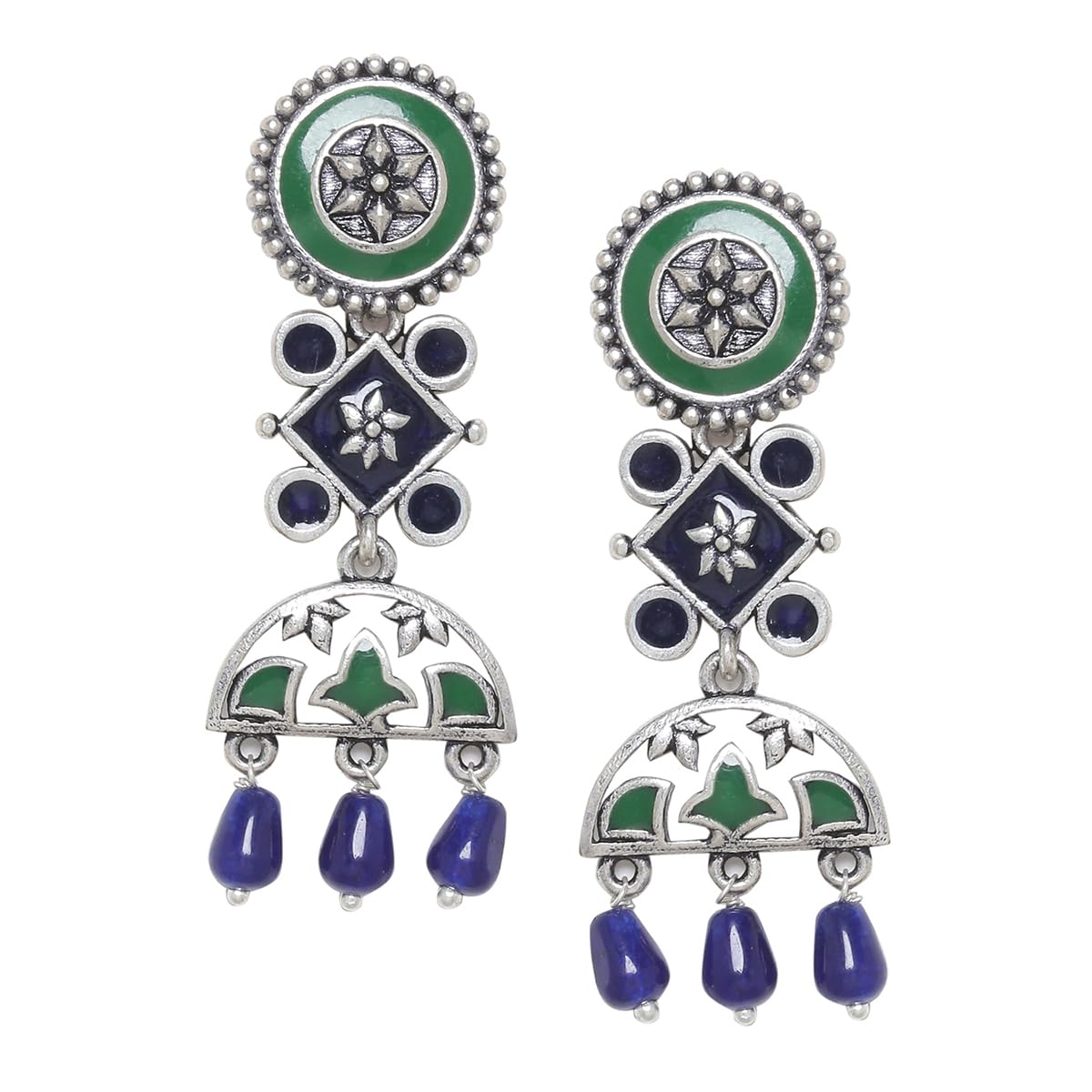 Mehrunisa Enamel and Beads Embellished Earrings For Womens-image-24