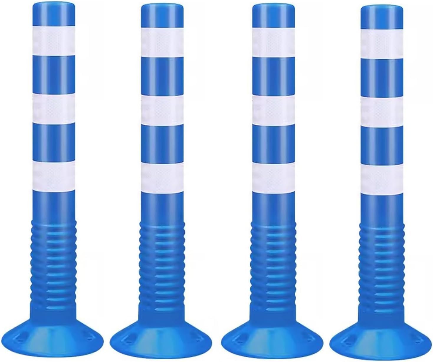 Aioneer Traffic Cone Safety Barrier Reflective Parking Cones, 30In Traffic Delineator Safety Post For Parks/Garden Pathways/Streets, Commercial Flexible Caution Cones Bollard Pos-Blue-4 Pack