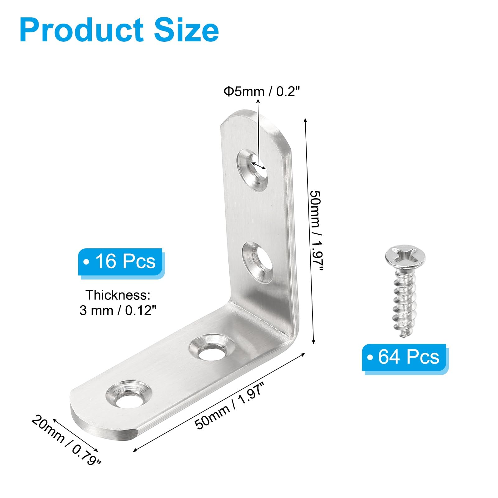 PATIKIL 16 Pcs Metal L-Shape Brackets - Image 2