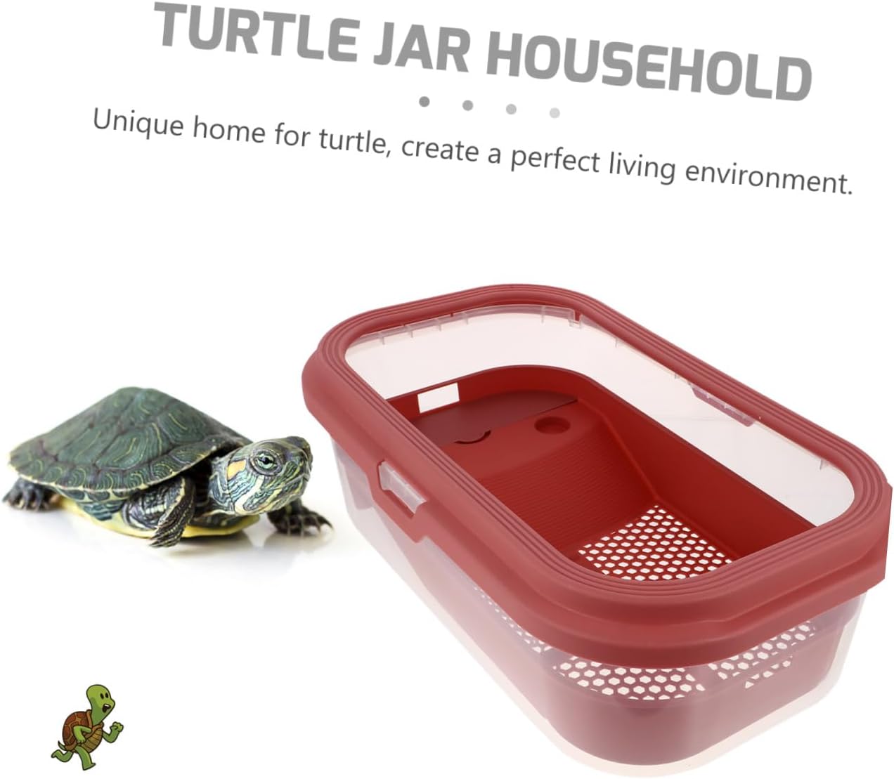 Plastic Turtle Feeding Container with Drying Platform Home Tortoise Tank Villa for Swimming Sunning and Easy Cleaning