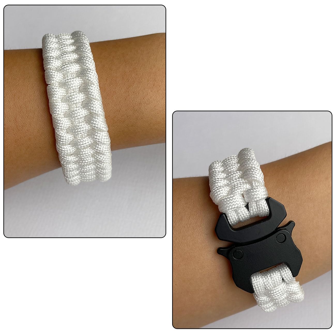 Pulseras de cuerda de paracaídas Trilobite tejida con hebilla de liberación lateral de 8.7 pulgadas, pulsera negra para hombres y mujeres, 1 juego, Poliéster, No es una piedra preciosa 2