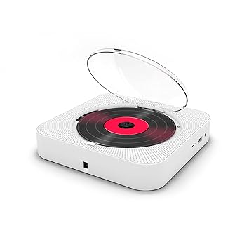 Decdeal KC-909 Portable CD Player Built-in Speaker Stereo CD Players with Double 3.5mm Headphones Jack LED Screen Wall Mountable CD Music Player with IR Remote Control Supports CD/BT/FM/TF Card/AUX