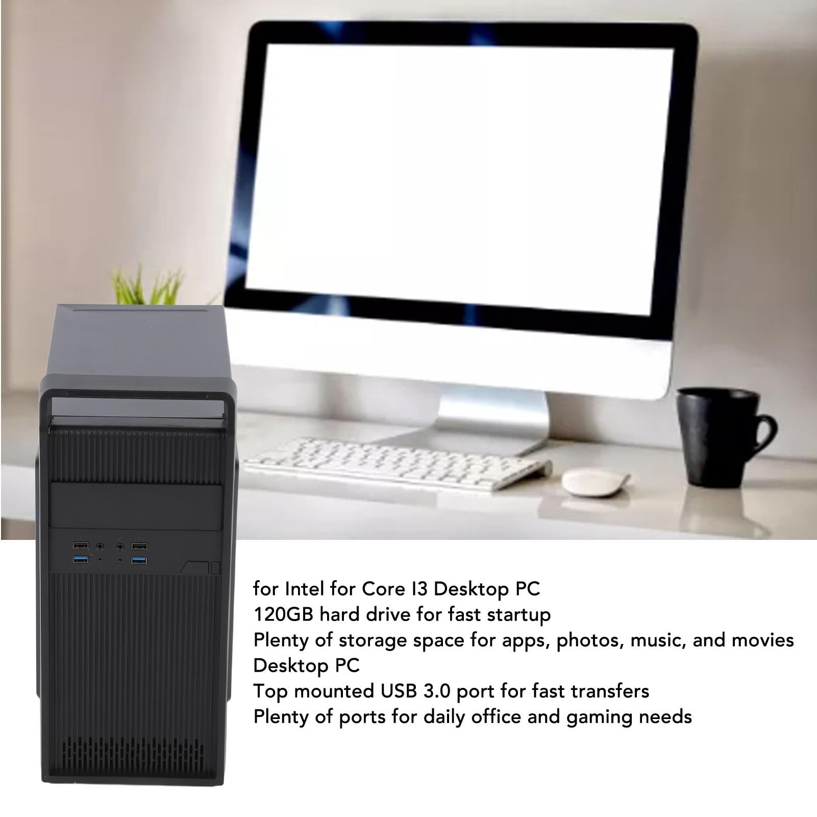 Komputer Stacjonarny dla Firm, 8 GB Pamięci DDR3 120 GB SSD, dla Procesora Intel Core I3 3. Generacji, Interfejs USB3.0, dla Płyt Głównych Komputerów B75 Komputer Stacjonarny dla