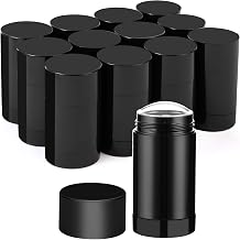 15 Pack Black Empty Deodorant Containers - 1oz/30ml Twist-Up Refillable Tubes, Bottom-Fill Round Plastic Sticks for DIY Homemade Deodorant, Lip Balm & Solid Cosmetics