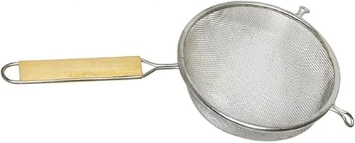 Vista 33 de Colador de malla de estaño mediano de 10 pulgadas, mango de madera de 13 pulgadas de longitud del mango- Utensilios de cocina, colador de alimentos
