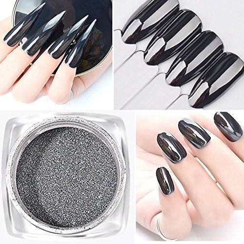Lookathot 1pcs Black Metallic Mirror Effect Magic Nail Glitter Powder Bright Aurora Manicure DIY Decoration Tools
