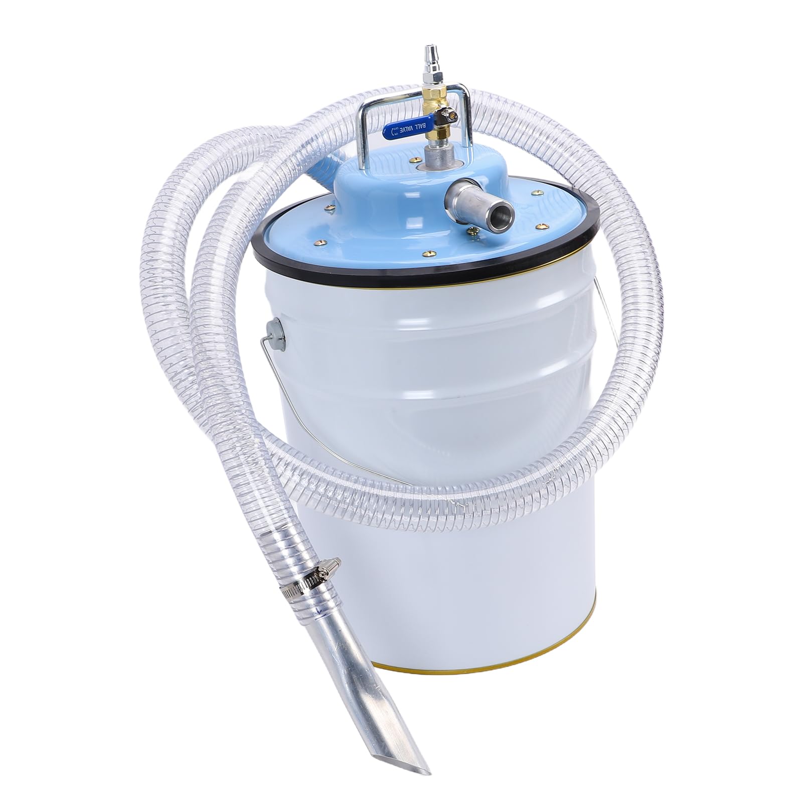 Cryfokt Aspiradora Neumática, 20L Aspiradora Industrial en Seco y Húmedo de Acero Inoxidable Filtración Multietapa de bajo Ruido con Funcionamiento sin Electricidad para Taller de Automóviles