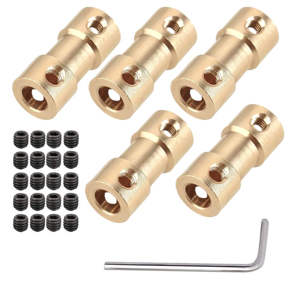 WANGCL 5PCS Brass Shaft Coupler Connector Adapter 2mm-4mm with Screws for RC car Airplane Boat Motor