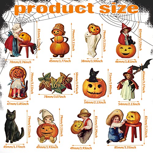 Image of 24 Pcs Halloween Wood Ornaments for Tree Vintage Halloween Decorations Hanging Sign Happy Pumpkin Witch Black Cat Skull Decorative Ornaments for Holiday Party Home Decor