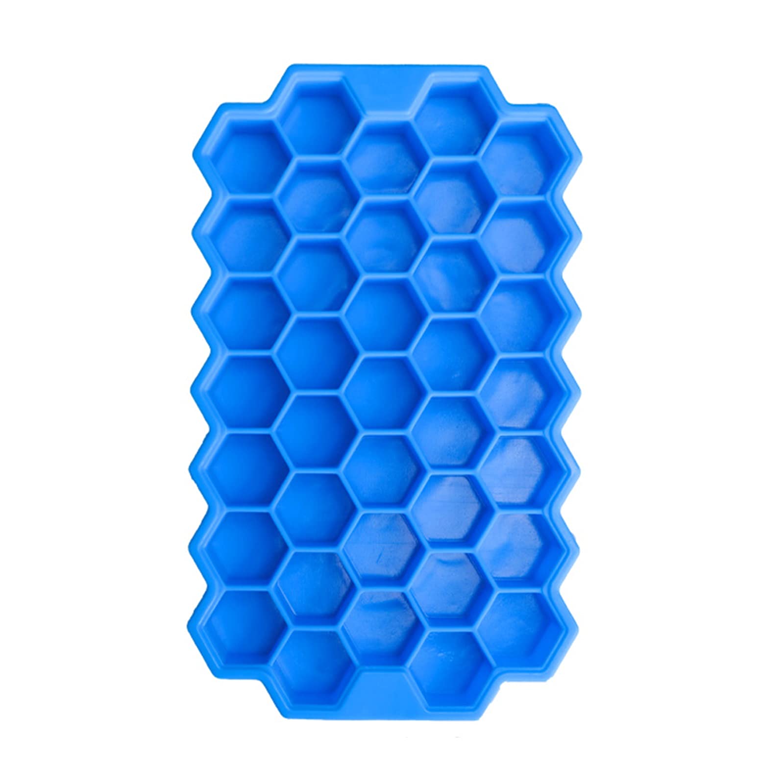 Silikon-Eiswürfelformen, 4 Stück, sechseckige Form mit Deckel für gekühlte Getränke, Whiskey, Cocktails, BPA-frei – Blaue Farbe