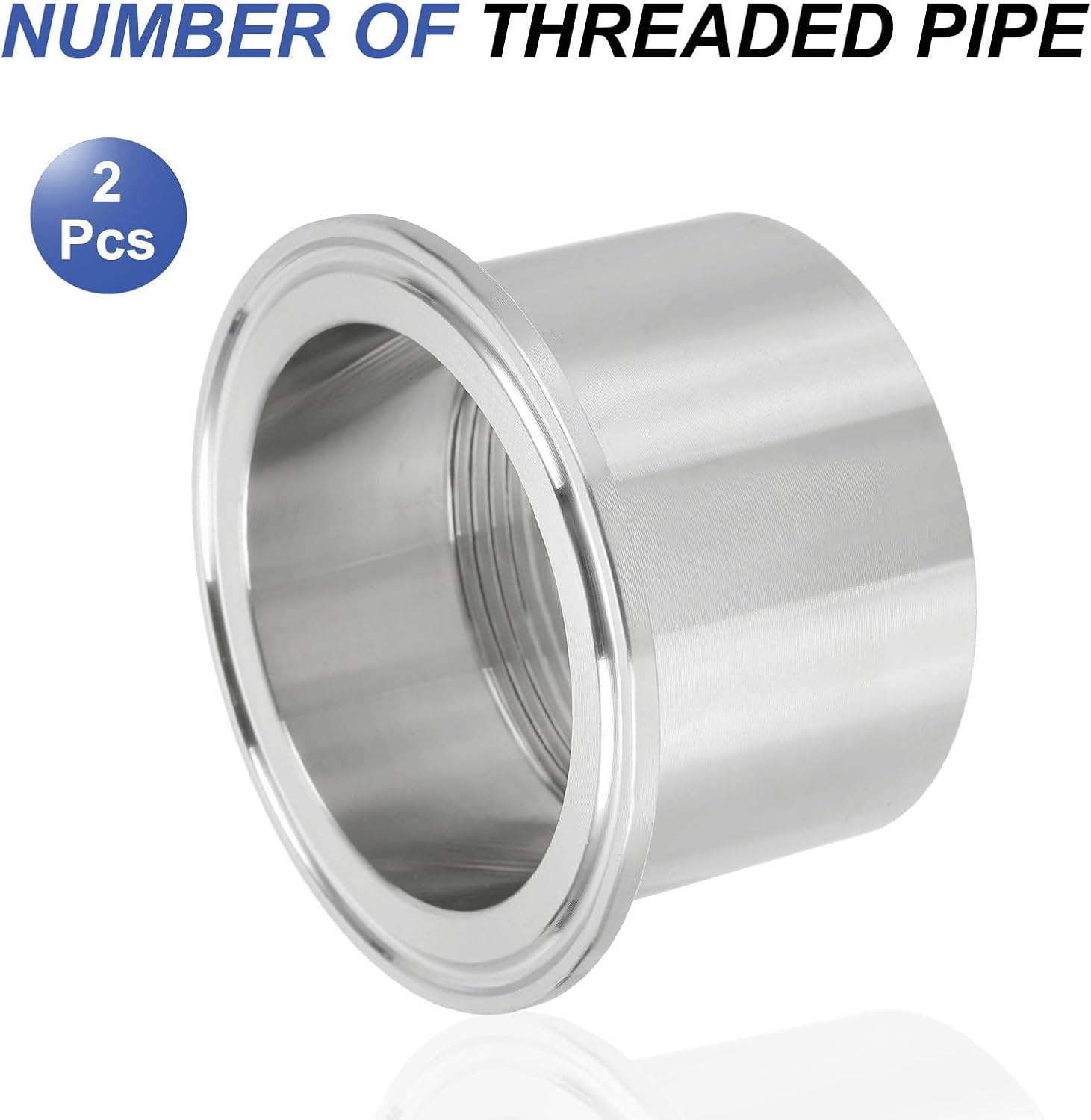 uxcell 2pcs Sanitary Female Threaded Pipe Fitting 2" NPT Female to 2.5" Three Clamp Ferrule OD 77mm 304 Stainless Steel Sanitary Pipe Fittings Adapter