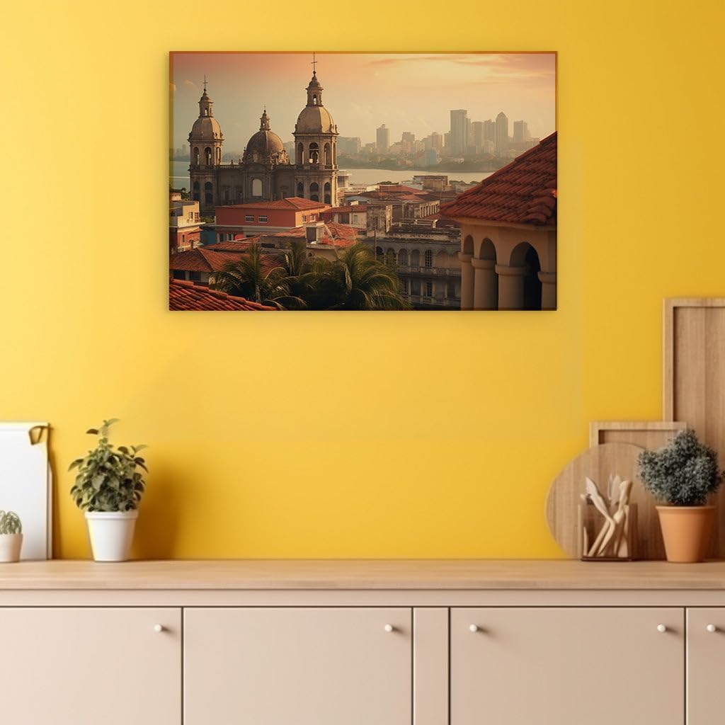 Canvas for Living room. Embracing Serenity: Mountains, Lake, and Soaring Birds Paint a Scene of Tranquil Oneness, 27 x 18 inch Canvas Wall Art - Contemporary Masterpieces - Modern Home Decor