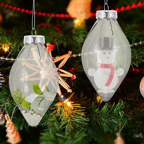 Miniatura 5 de ABOOFAN 24 bombillas rellenables de Navidad de plástico transparente, bombillas vacías con cuerda plateada colgante de botella de caramelo para