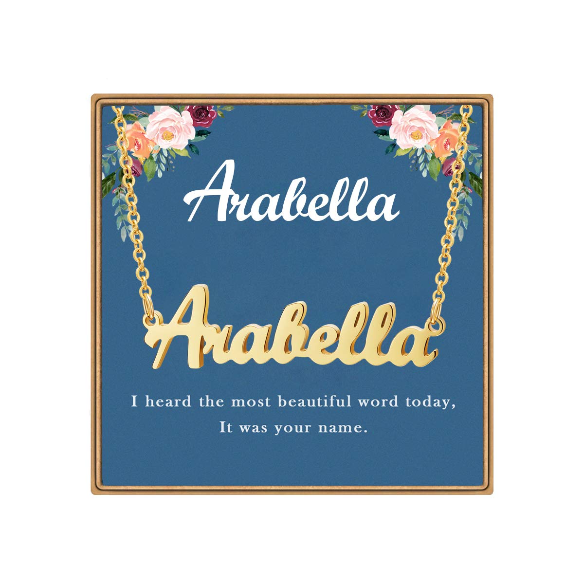 Ldurian Custom Name Necklace, Personalized Name Plate Pendant Necklace Pre Gifts, Charm Pre-made Jewelry for Mom Mama Birthday Anniversary