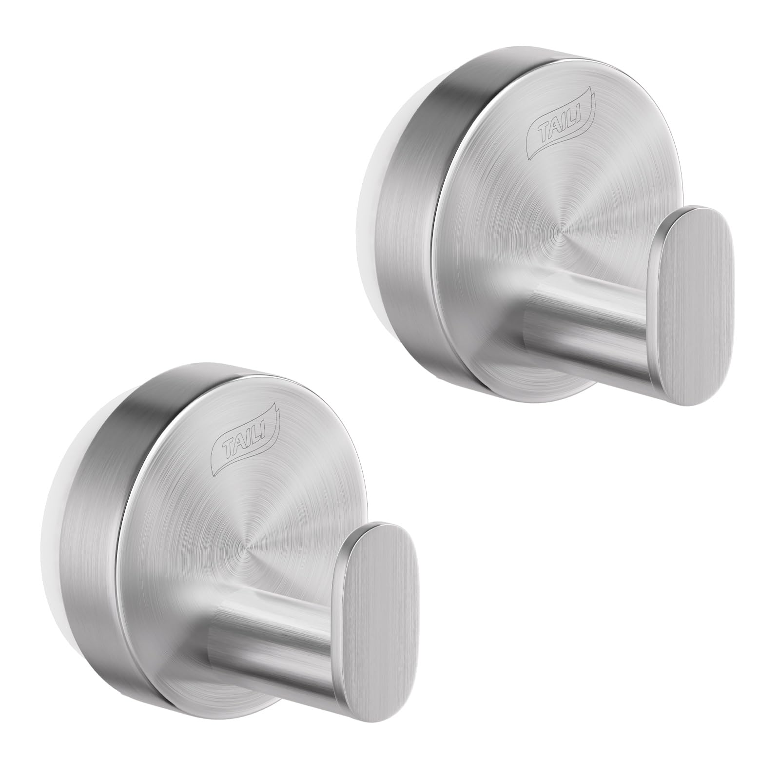 TAILI Bathroom Towel Hooks with Vacuum Suction Cups 2 Pack No Drilling, Stainless Steel