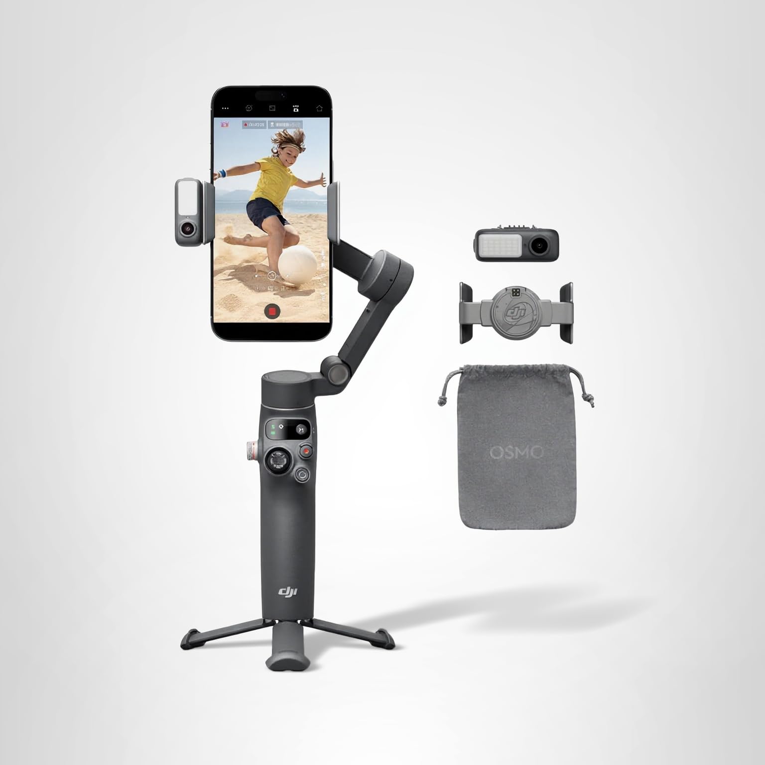 DJI Osmo Mobile 7P Gimbal Stabilizer for iPhone, Android, Native Tracking, Lighting, 3-Axis Phone Gimbal, Quick Launch, One-Tap Edit, Built-in Extension Rod & Tripod, 10hrs Use, Phone Charging