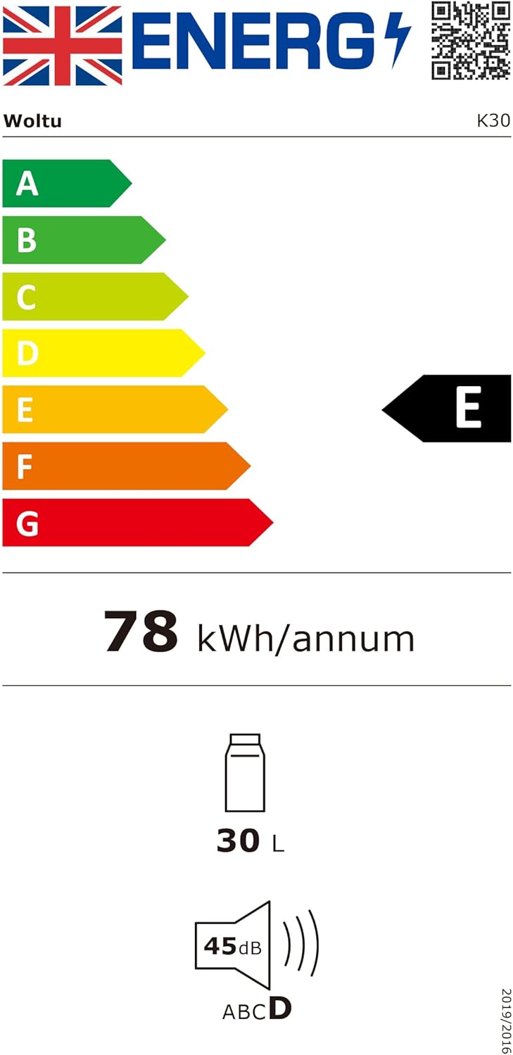WOLTU Mini Frigo Portatile 30L, 12V/220V Frigorifero Piccolo Elettrico a Compressore con Congelatore, per Auto Casa Campeggio Ufficio, Bianco+Nero KUE011wsz [Classe di efficienza energetica E]