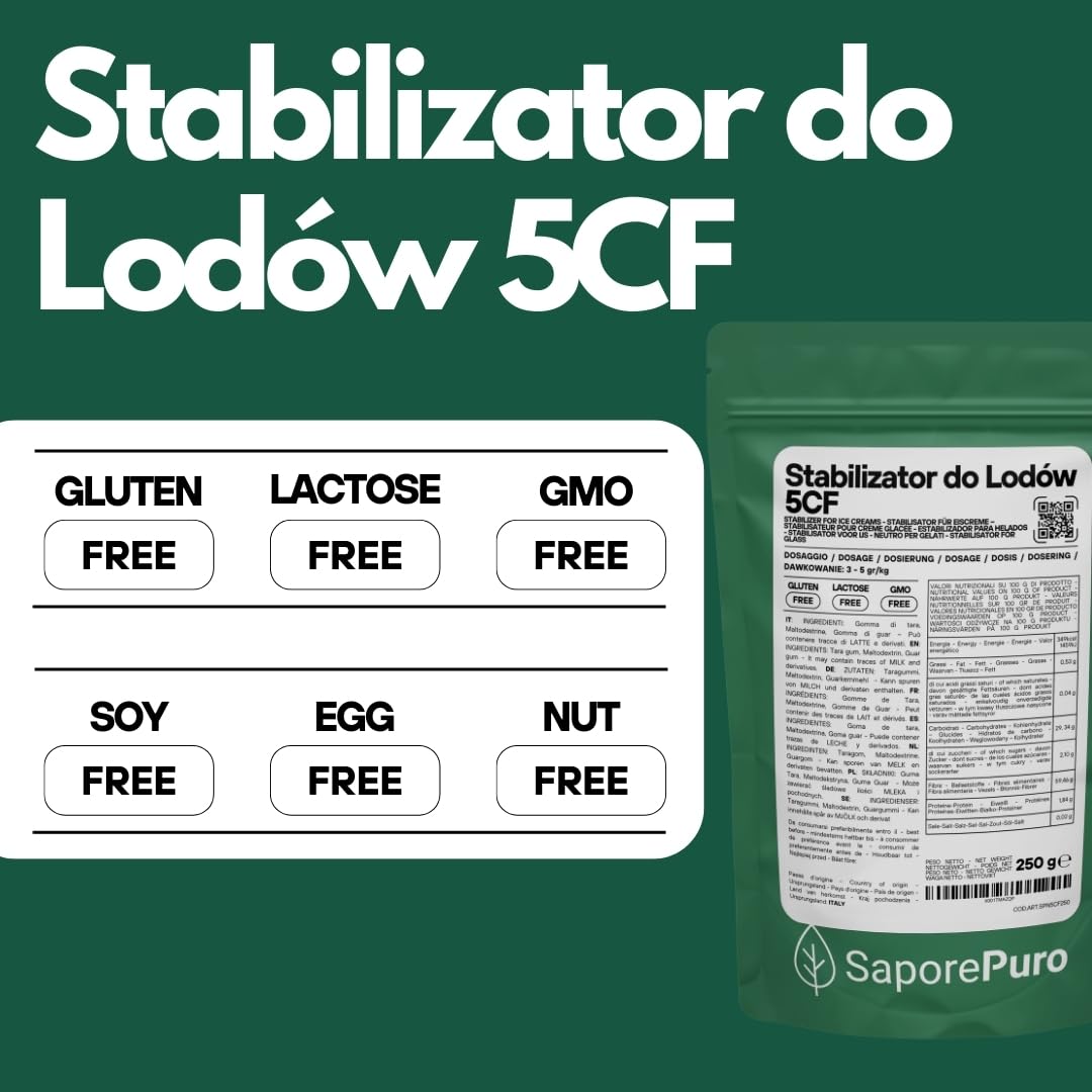 Saporepuro STABILIZATOR DO LODÓW I SORBETU z Mąką Tara i Guar - 250 gram