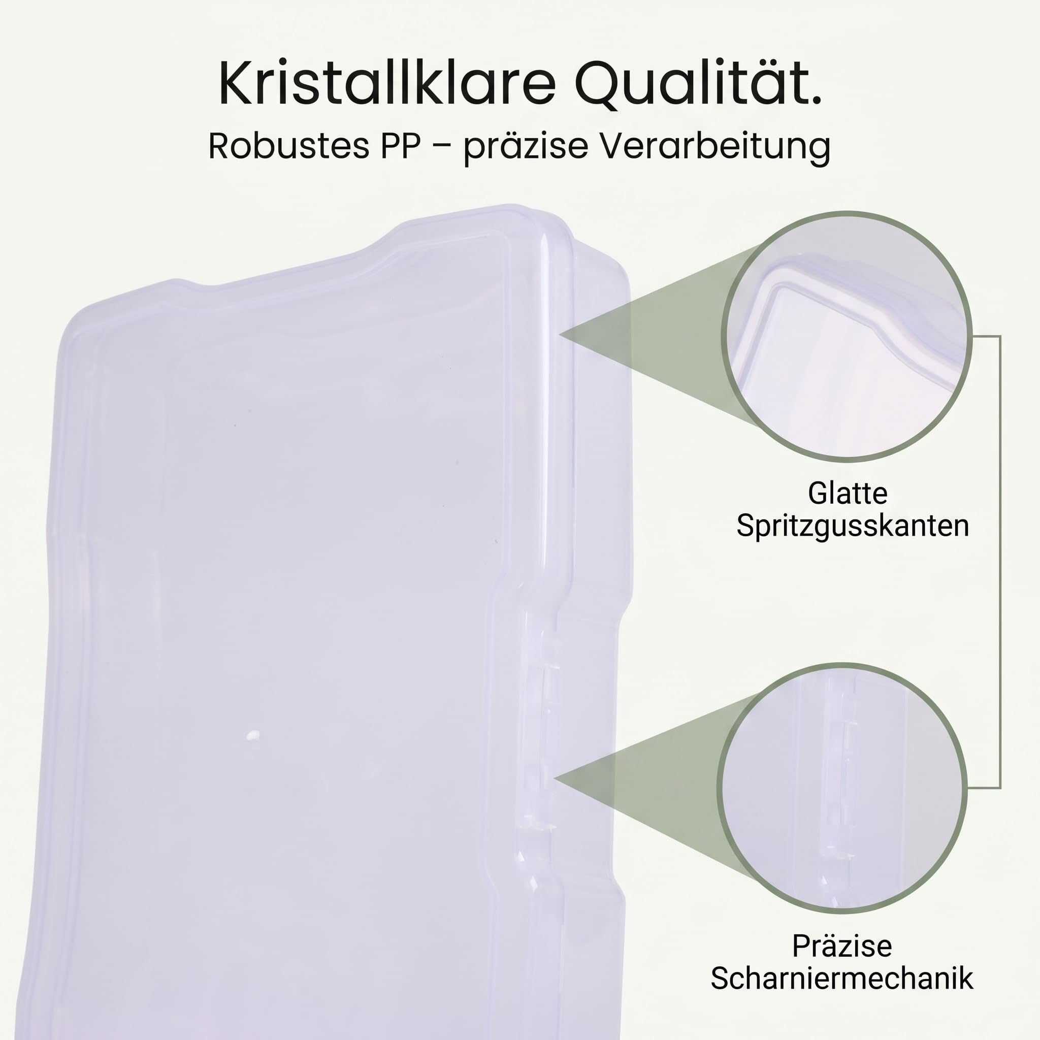 Fotobox Aufbewahrungsbox mit 16 Fächern, Foto Aufbewahrungsbox 38 x 31 x 13 cm transparent PP mit Griff Deckel, Foto Organizer Box für Fotos Karten Handwerk