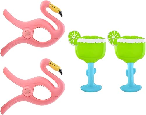 O2COOL Boca Clips - Clips para toallas de playa para sillas de playa, accesorios de piscina y patio, alfileres de ropa para bolsas, paquete de 2
