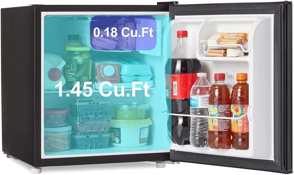 Walsh Compact Refrigerator, Single Door Mini Fridge, Energy Efficient, Adjustable Mechanical Thermostat with Chiller, Reversible Doors and Leveling Front Legs, 1.7 Cu Ft., Black