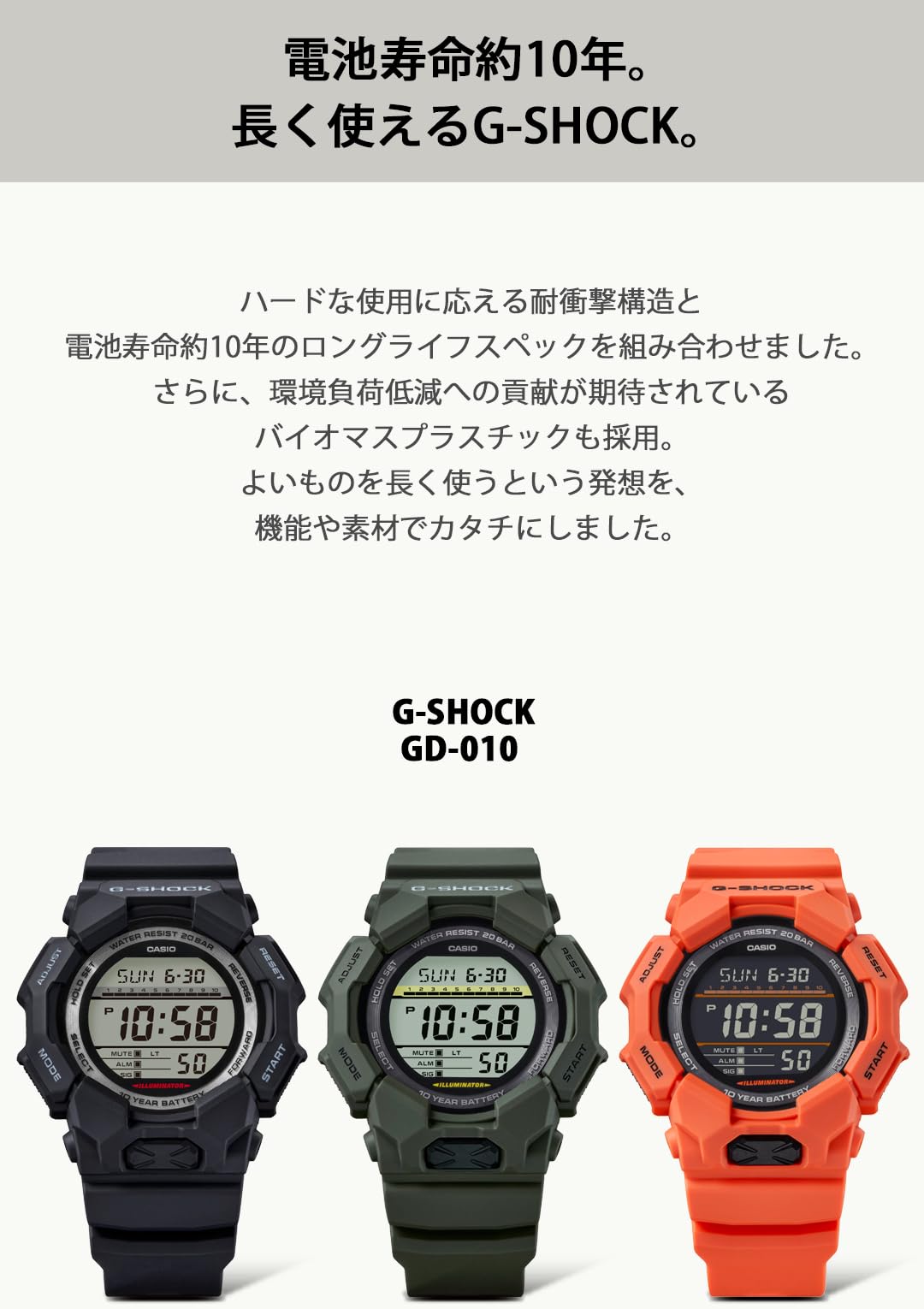 G-Shock Casio GD-010-1ER Klassische Herrenuhr